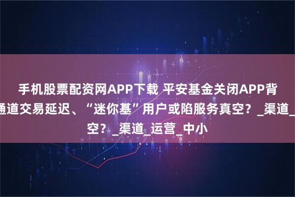手机股票配资网APP下载 平安基金关闭APP背后：替代通道交易延迟、“迷你基”用户或陷服务真空？_渠道_运营_中小