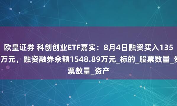 欧皇证券 科创创业ETF嘉实：8月4日融资买入135.11万元，融资融券余额1548.89万元_标的_股票数量_资产