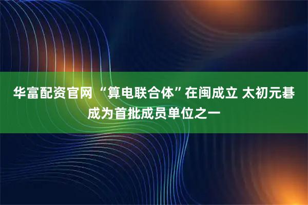 华富配资官网 “算电联合体”在闽成立 太初元碁成为首批成员单位之一